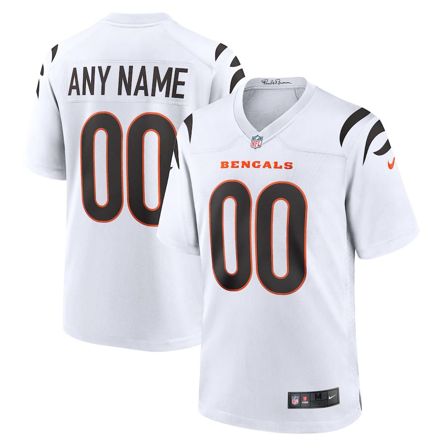 Men Cincinnati Bengals Nike White Game Custom NFL Jersey->->Custom Jersey